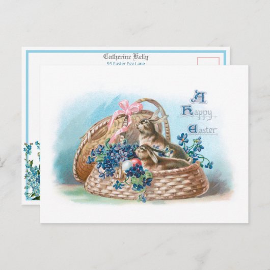  paasbundels en vergeet-me-nots briefkaart (Voorkant / Achterkant)