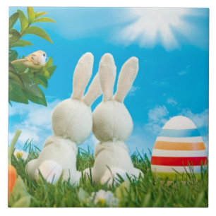 Paasbundels keramische tapijten tegeltje