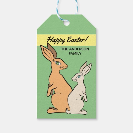 Paasbunnies Cute elegant tricky Colorful CC0944 Cadeaulabel (Voorkant)