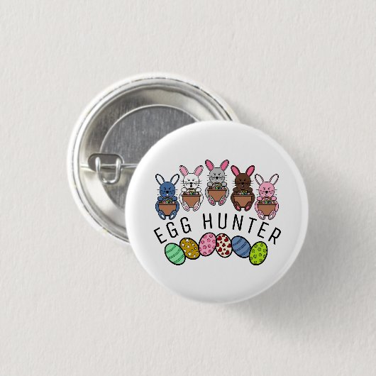 PaasBunnies, Eierjager Ronde Button 3,2 Cm (Voorkant /achterkant)