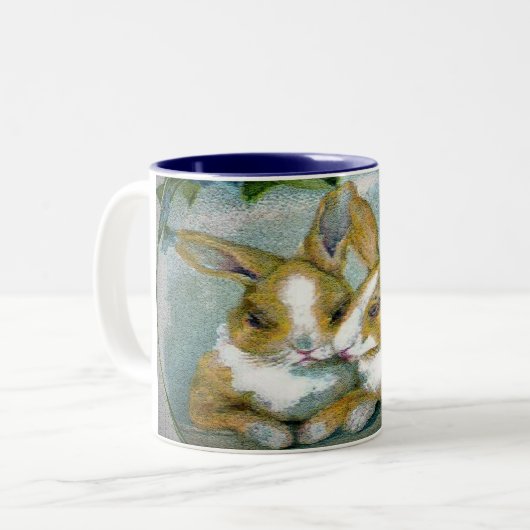  paasbunnies getextureerd Afbeelding, ZSSG Tweekleurige Koffiemok (Voorkant links)