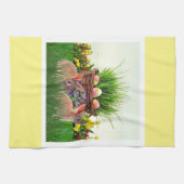 PaasBunnies in de tuin/lentesholiday Theedoek (Horizontaal)