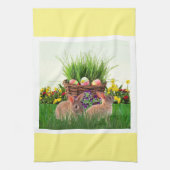 PaasBunnies in de tuin/lentesholiday Theedoek (Verticaal)