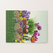 PaasBunnies in de tuin/vun-feestdag Legpuzzel (Horizontaal)