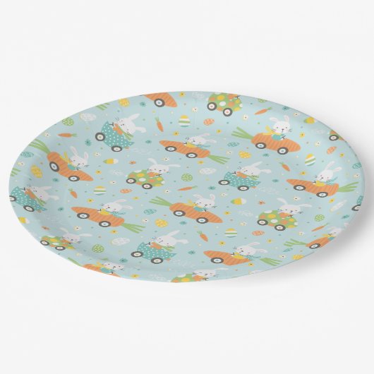 Paasbunnies in wortel- en eierautomunt papieren bordje (Gekanteld)