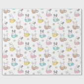 PaasBunnies Tea Cups en Daisies Cadeaupapier (Vlak)