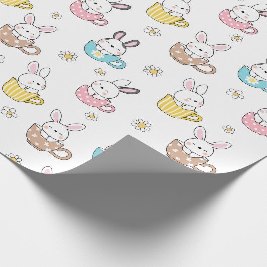 PaasBunnies Tea Cups en Daisies Cadeaupapier (Hoek)