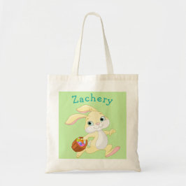 Paasbunny Basket Name Egg Hunt Bag Boy Girl Tote Bag