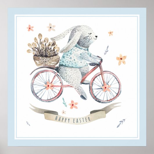 Paasbunny busket van lentesbloemen poster (Voorkant)