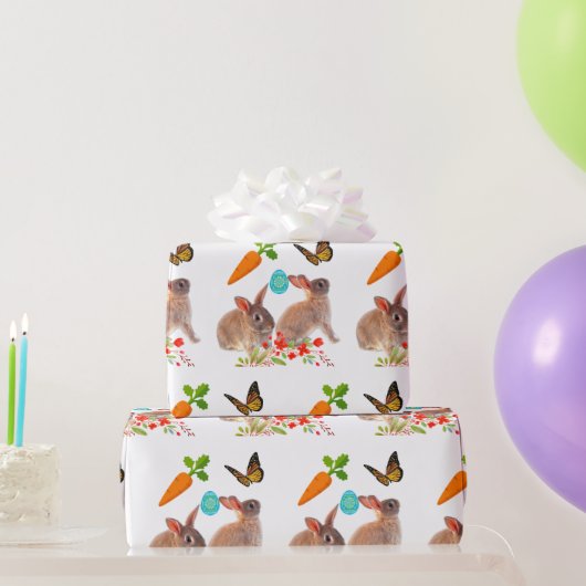 PaasBunny Butterfly en Carrot Holiday Cadeaupapier (Feestgeschenken)