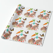 PaasBunny Butterfly en Carrot Holiday Cadeaupapier (Uitgerold)