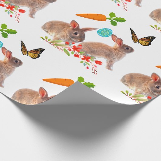 PaasBunny Butterfly en Carrot Holiday Cadeaupapier (Hoek)