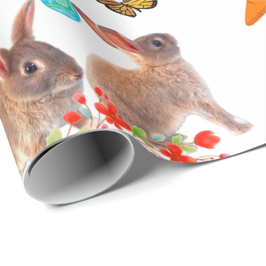 PaasBunny Butterfly en Carrot Holiday Cadeaupapier (Rol Hoek)