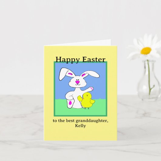 PaasBunny & Chick Folded Wenskaart Kaart (Kleine Plant)