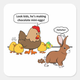PaasBunny Chocolate-Humor Vierkante Sticker