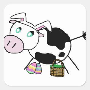 PaasBunny Cow Vierkante Sticker