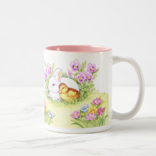 PaasBunny, Ducking en Flowers Tweekleurige Koffiemok