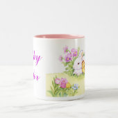 PaasBunny, Ducking en Flowers Tweekleurige Koffiemok (Center)