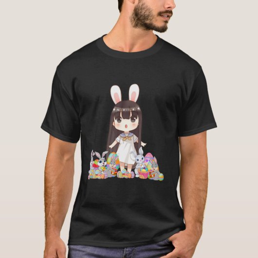 PaasBunny Ears Japanse Anime Merch Cute Manga T-shirt (Voorkant)