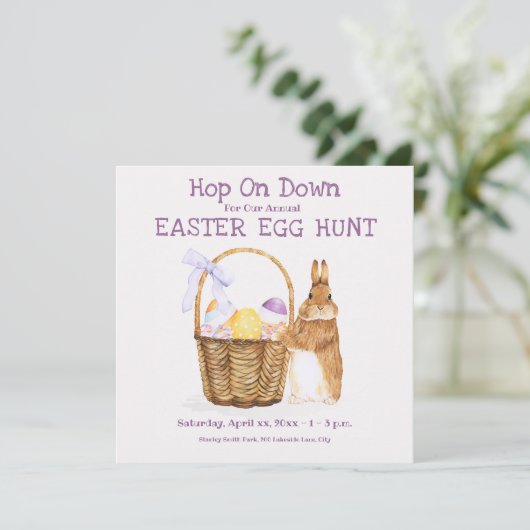 PaasBunny, Egg Hunt Party Invitation Kaart (Staand voorkant)