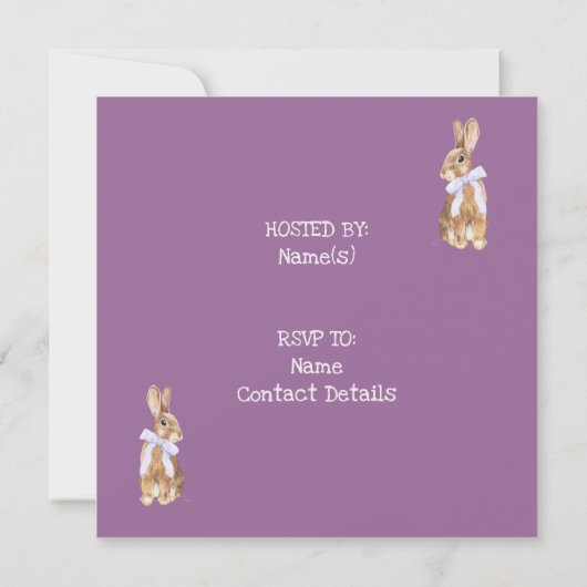 PaasBunny, Egg Hunt Party Invitation Kaart (Achterkant)