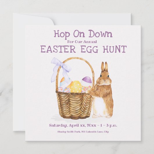 PaasBunny, Egg Hunt Party Invitation Kaart (Voorkant)