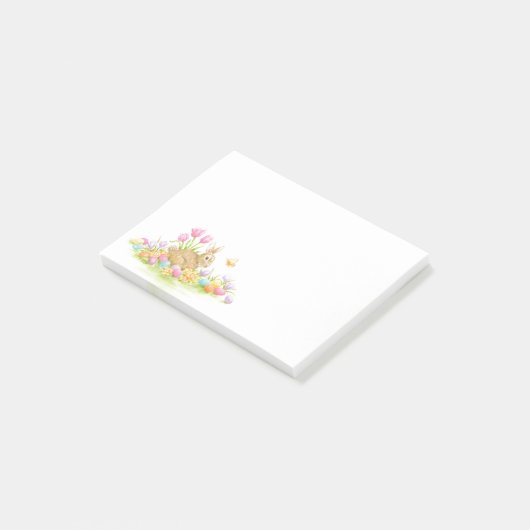 PaasBunny-eieren en bloemen na de invoering Post-it® Notes (Schuin)