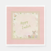 PaasBunny, Eieren en Flowers-Hoppy-paasen Servet (Voorkant)