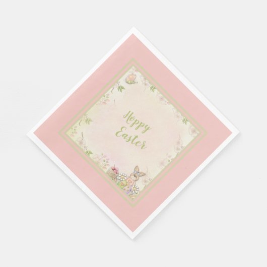 PaasBunny, Eieren en Flowers-Hoppy-paasen Servet (Hoek)