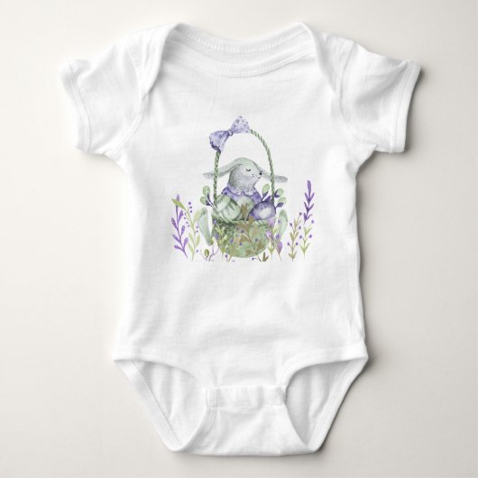 Paasbunny, eigs-mandenlavender romper (Voorkant)