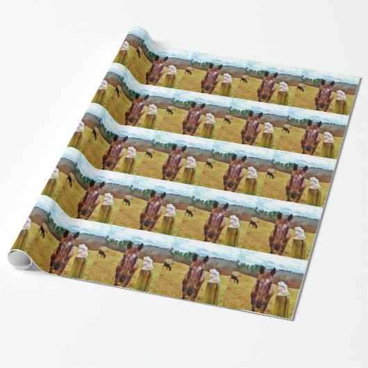 PaasBunny en bruin paard Cadeaupapier (Uitgerold)