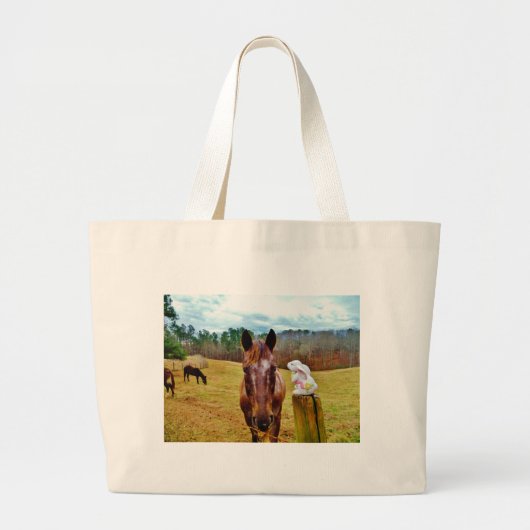 PaasBunny en bruin paard Grote Tote Bag (Voorkant)