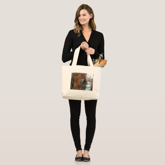 PaasBunny en bruin paard Grote Tote Bag (Voorkant (model))