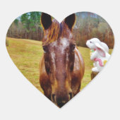 PaasBunny en bruin paard Hart Sticker (Voorkant)