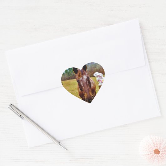 PaasBunny en bruin paard Hart Sticker (Envelop)