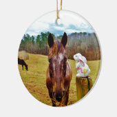 PaasBunny en bruin paard Keramisch Ornament (Links)