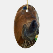 PaasBunny en bruin paard Keramisch Ornament (Rechts)