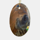 PaasBunny en bruin paard Keramisch Ornament (Links)
