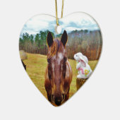 PaasBunny en bruin paard Keramisch Ornament (Links)