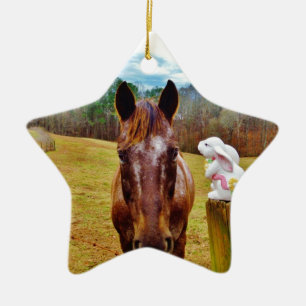 PaasBunny en bruin paard Keramisch Ornament