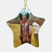 PaasBunny en bruin paard Keramisch Ornament (Links)