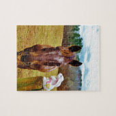 PaasBunny en bruin paard Legpuzzel (Horizontaal)