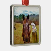 PaasBunny en bruin paard Metalen Ornament (Rechts)