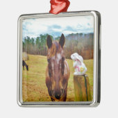 PaasBunny en bruin paard Metalen Ornament (Links)