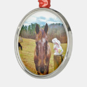 PaasBunny en bruin paard Metalen Ornament (Links)