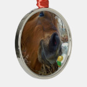 PaasBunny en bruin paard Metalen Ornament (Rechts)