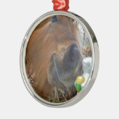 PaasBunny en bruin paard Metalen Ornament (Links)