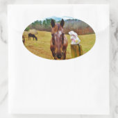 PaasBunny en bruin paard Ovale Sticker (Tas)