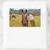 PaasBunny en bruin paard Rechthoekige Sticker (Tas)