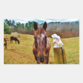 PaasBunny en bruin paard Rechthoekige Sticker (Voorkant)